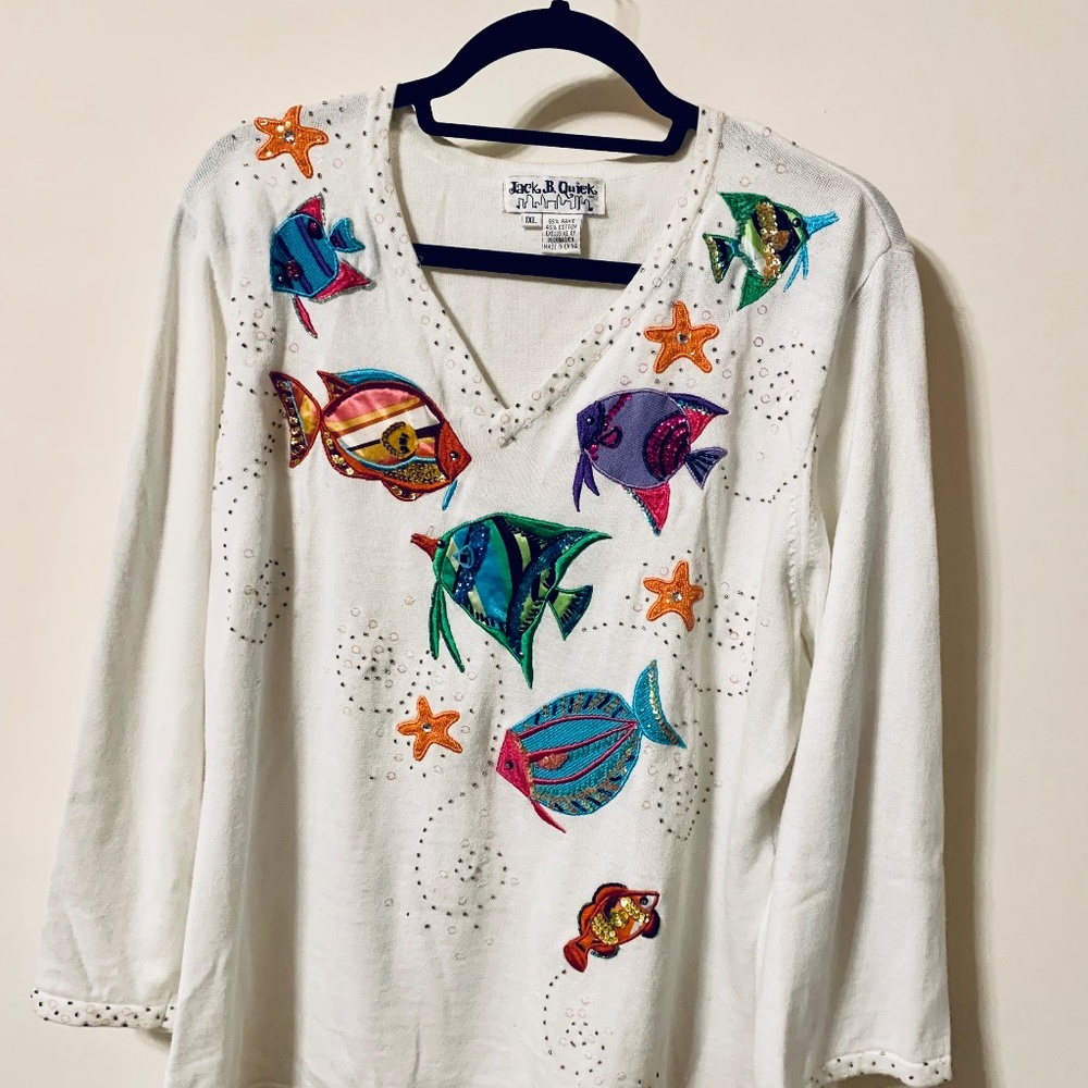 Embellished, long-sleeve white Shirt